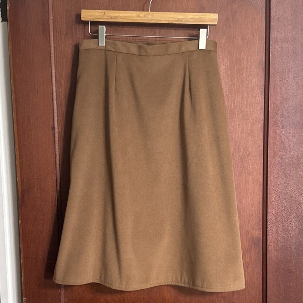 Vintage Coldwater Creek Women’s Size 14 Brown A-Line Skirt Suede Look Pockets